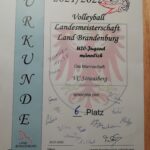 Urkunde der U20 Landesmeisterschaft für die Saison 2021/2022